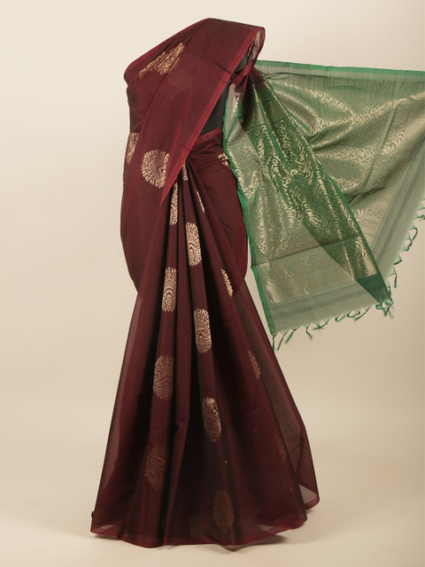 

Pothys Maroon & Green Woven Design Silk Cotton Saree