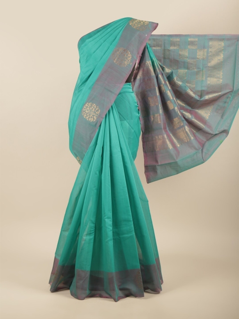 

Pothys Green & Grey Woven Design Zari Silk Cotton Saree