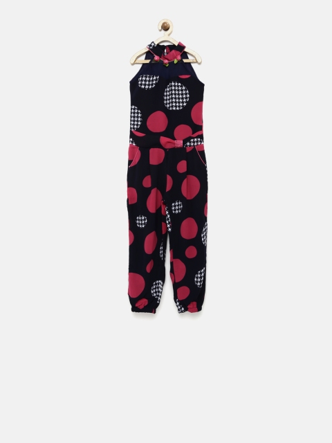 

Tiny Girl Navy & Pink Printed Jumpsuit, Navy blue