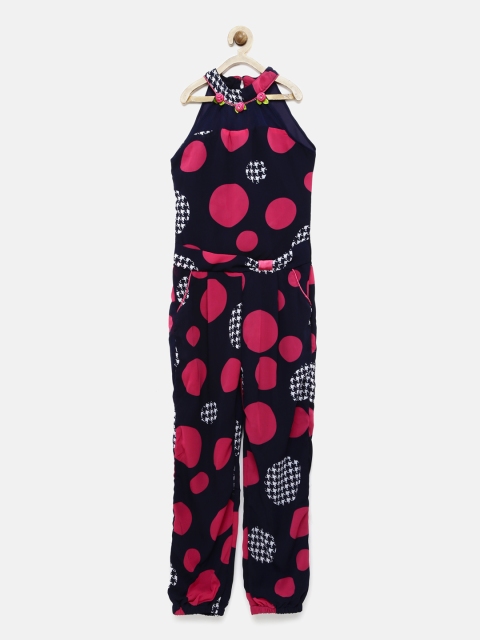 

Tiny Girl Navy & Pink Printed Jumpsuit, Navy blue