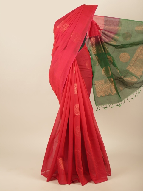 

Pothys Red & Green Ethnic Motifs Zari Silk Cotton Saree