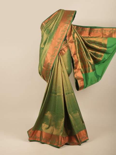 

Pothys Green & Copper-Toned Woven Design Zari Art Silk Saree