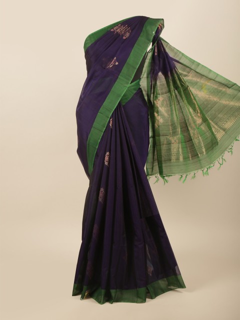 

Pothys Blue & Green Floral Silk Cotton Saree