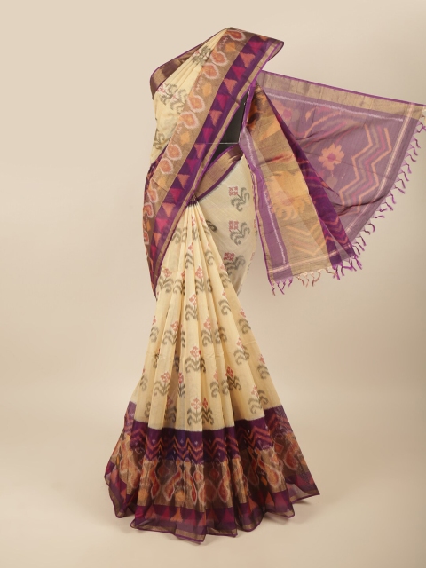 

Pothys Cream-Coloured Ethnic Motifs Silk Cotton Saree