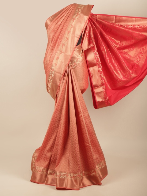 

Pothys Peach-Coloured & Gold-Toned Woven Design Zari Art Silk Saree