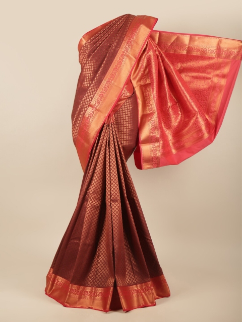 

Pothys Maroon & Gold-Toned Woven Design Zari Art Silk Saree