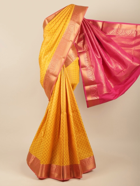 

Pothys Yellow & Pink Ethnic Motifs Zari Art Silk Saree