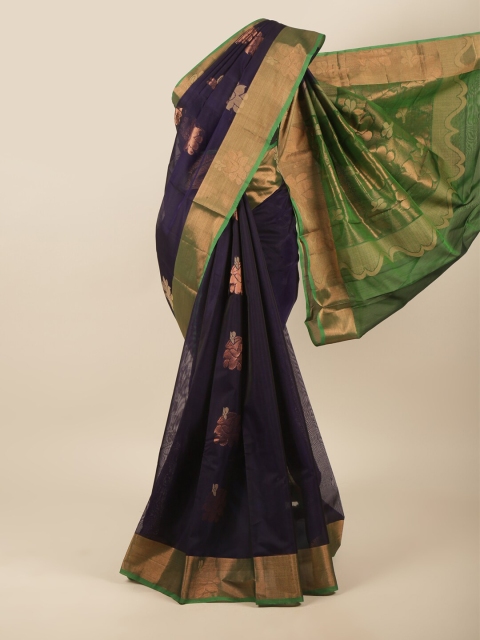 

Pothys Blue & Gold-Toned Ethnic Motifs Zari Silk Cotton Saree