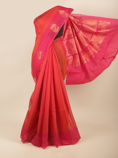 

Pothys Orange & Gold-Toned Ethnic Motifs Silk Cotton Saree