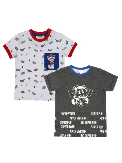 

PAW PATROL Boys Pack Of 2 Printed Pure Cotton T-shirts, Grey