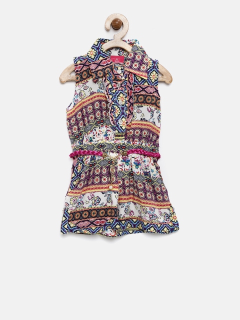 

Tiny Girls Multicoloured Printed Playsuit, Multi