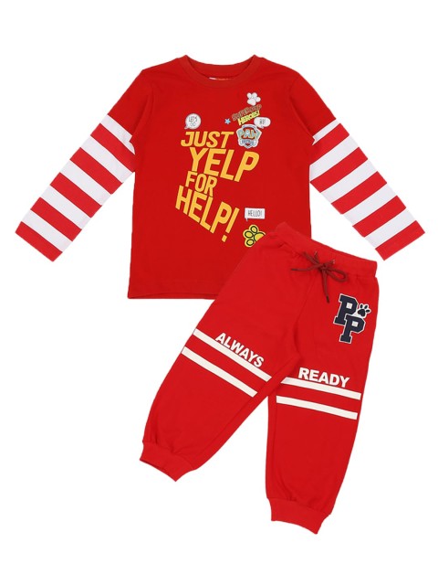

PAW PATROL Boys Red & White Printed T-shirt with Joggers