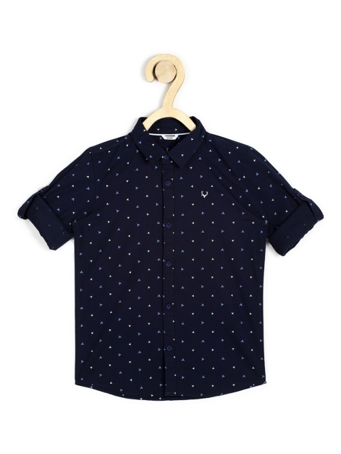 

Allen Solly Junior Boys Navy Blue Slim Fit Printed Casual Shirt
