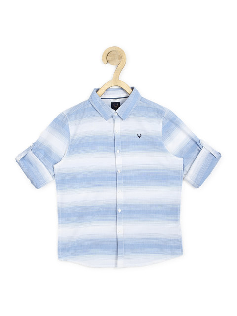 

Allen Solly Junior Boys Cotton Blue & White Slim Fit Horizontal Striped Casual Shirt