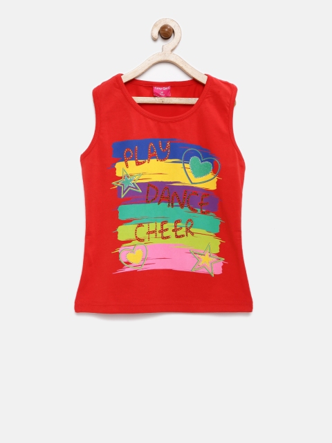

Tiny Girl Red Printed & Embellished Top