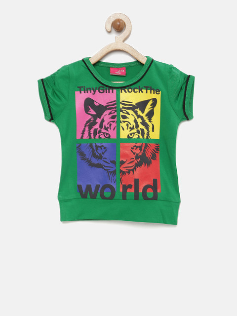 

Tiny Girl Green Printed Regular Top