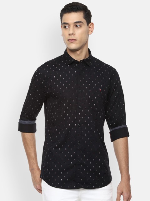 

Louis Philippe Jeans Men Black Slim Fit Printed Pure Cotton Casual Shirt