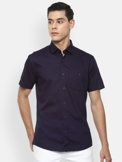 

Louis Philippe Sport Men Navy Blue Slim Fit Pure Cotton Printed Casual Shirt