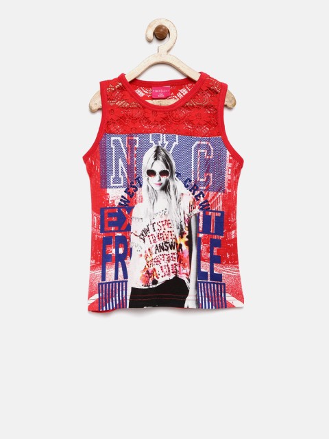 

Tiny Girl Girls Red Printed Lace Top