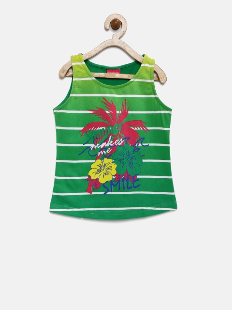 

Tiny Girl Green Striped & Printed Top