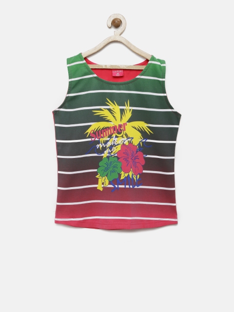 

Tiny Girl Green & Pink Striped Top