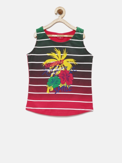 

Tiny Girl Girls Pink & Green Printed Round Neck T-shirt