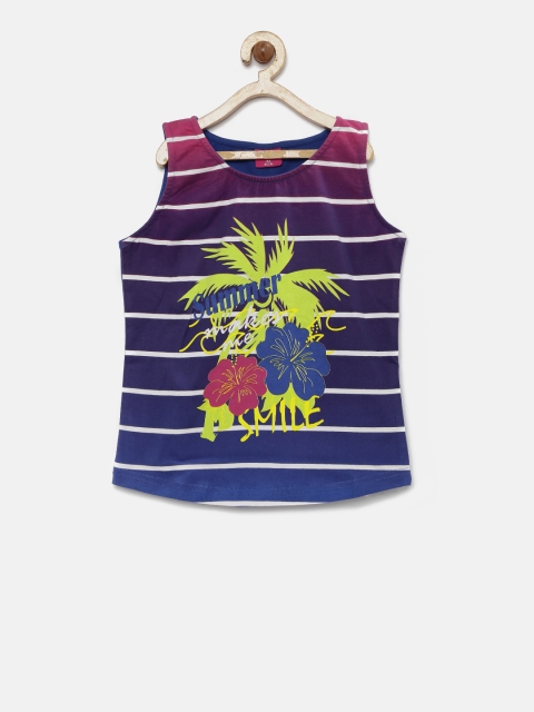 

Tiny Girl Blue Striped Regular Top