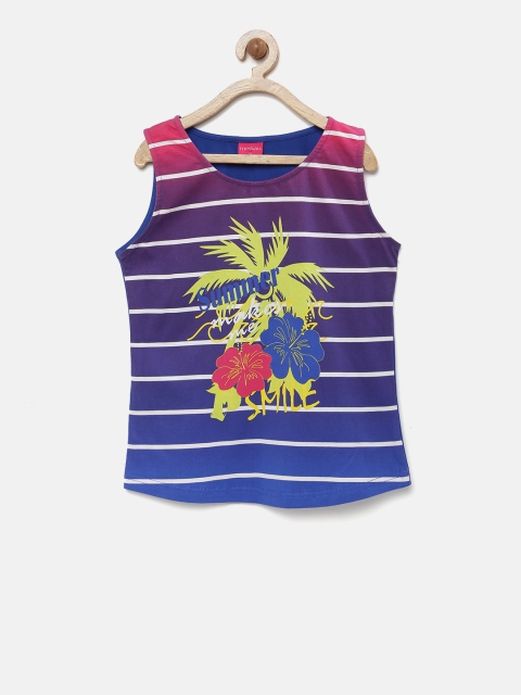 

Tiny Girl Purple & Blue Printed Top