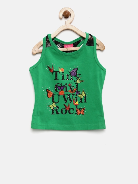 

Tiny Girl Girls Green Printed Tank Top