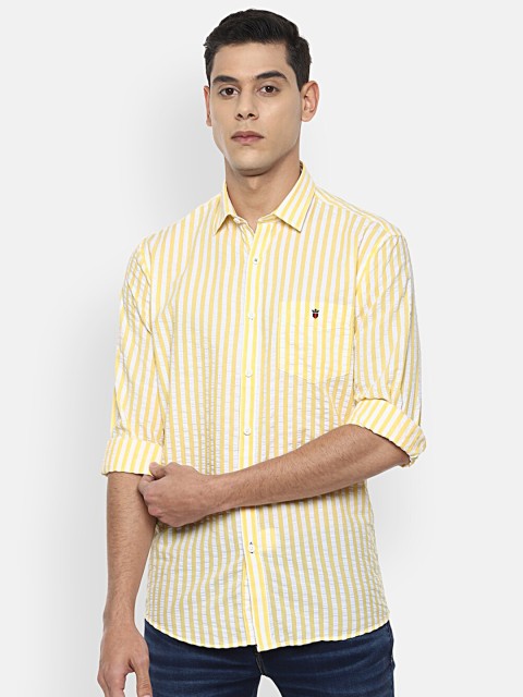

Louis Philippe Sport Men Yellow Slim Fit Striped Pure Cotton Casual Shirt