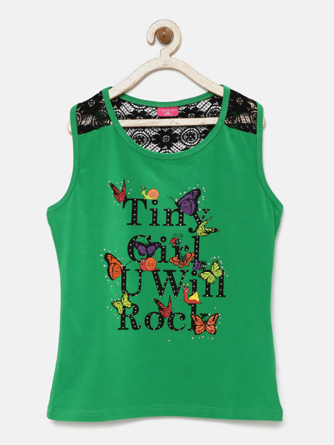 

Tiny Girl Green Printed Sleeveless Top