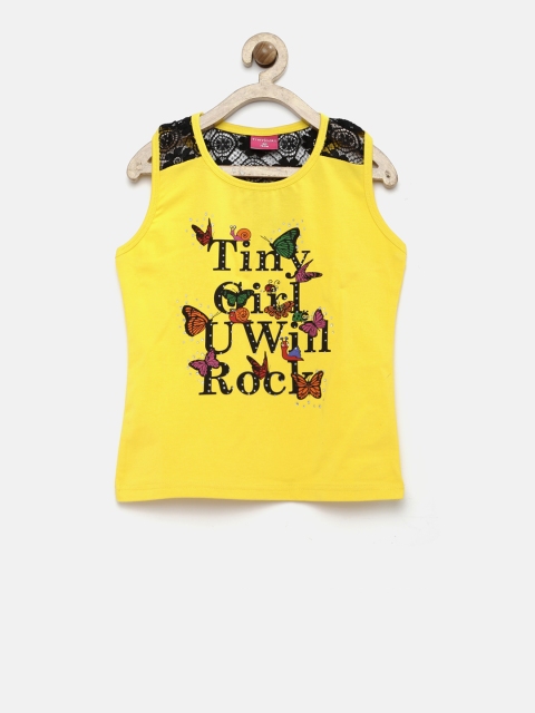 

Tiny Girl Yellow Printed & Sequinned Tank Top