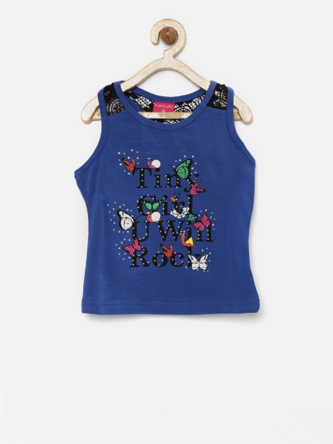 

Tiny Girl Navy Blue Printed Top
