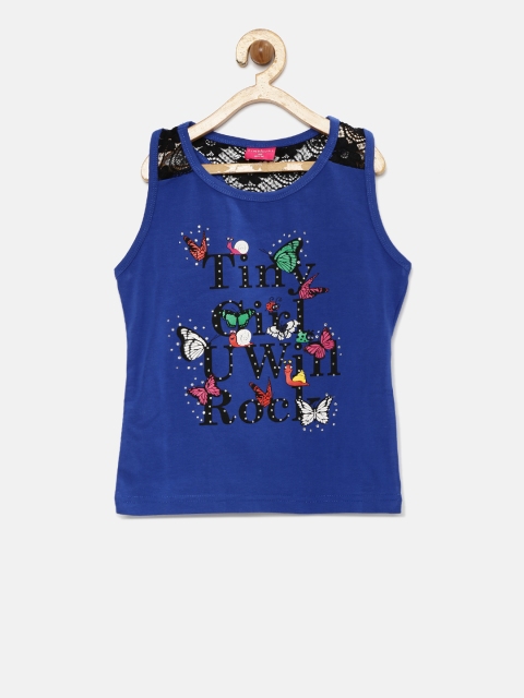 

Tiny Girl Blue Printed & Embellished Top