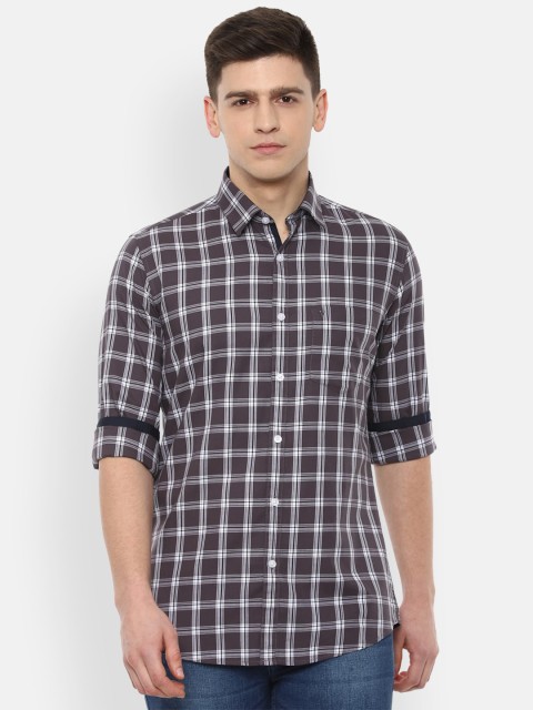 

Van Heusen Sport Men Grey Slim Fit Checked Pure Cotton Casual Shirt