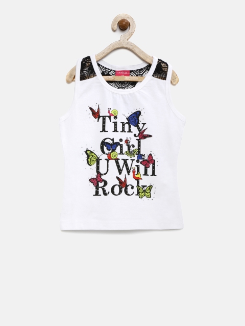 

Tiny Girl White Printed & Embellished Top