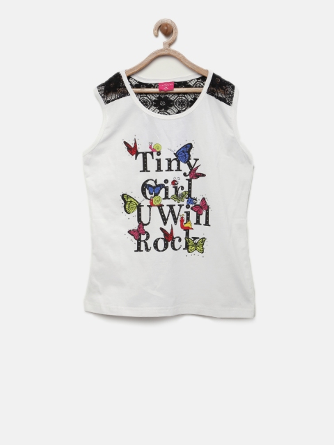 

Tiny Girl White Printed & Sequinned Tank Top