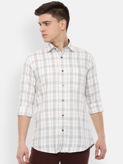 

Van Heusen Sport Men White Slim Fit Checked Pure Cotton Casual Shirt
