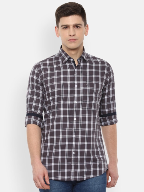 

Van Heusen Sport Men Grey Slim Fit Checked Pure Cotton Casual Shirt