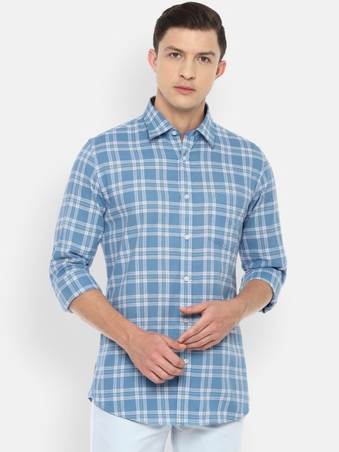 

Van Heusen Sport Men Blue Slim Fit Checked Cotton Casual Shirt