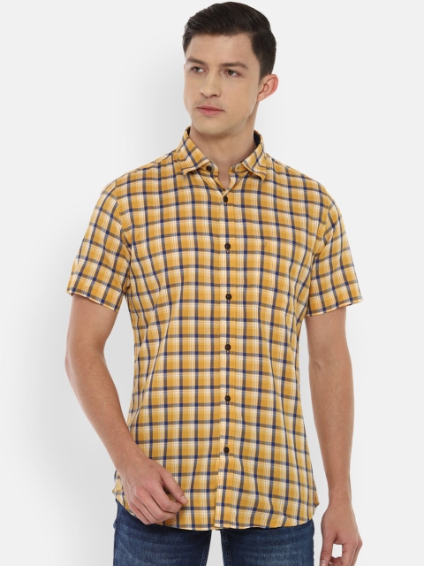 

Van Heusen Sport Men Yellow Slim Fit Checked Pure Cotton Casual Shirt, Mustard