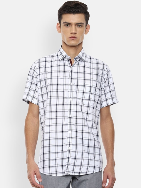 

Van Heusen Sport Men White Slim Fit Windowpane Checked Pure Cotton Casual Shirt