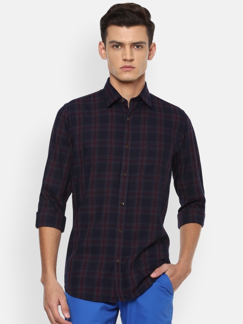

Van Heusen Sport Men Navy Blue Slim Fit Checked Casual Shirt