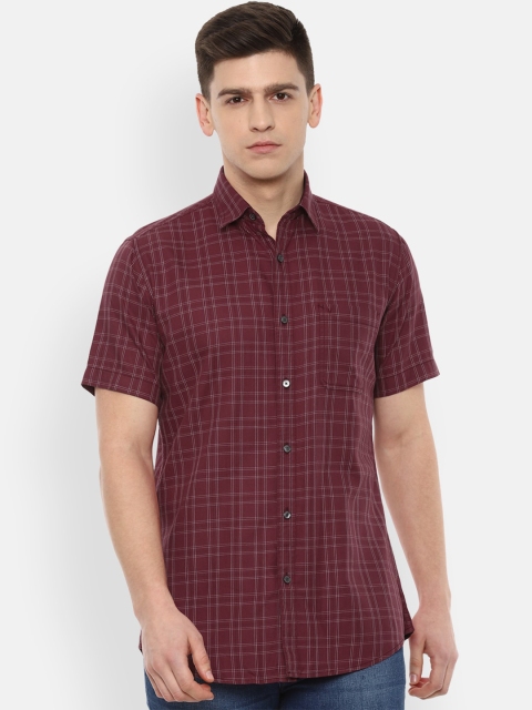 

Van Heusen Sport Men Maroon Slim Fit Checked Pure Cotton Casual Shirt
