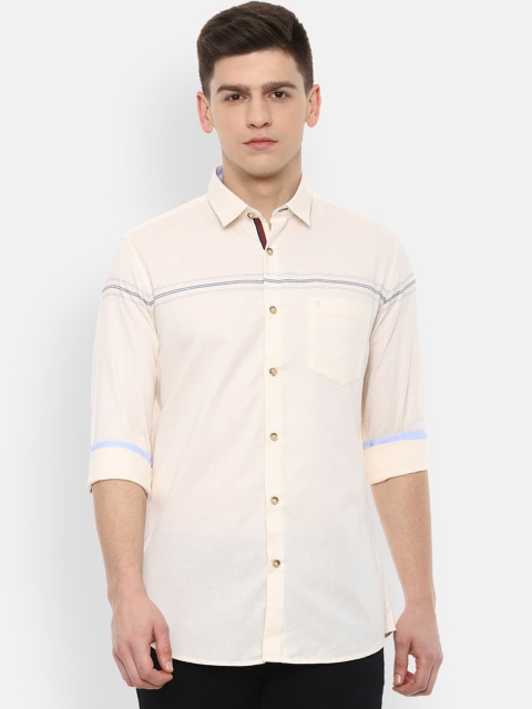 

Van Heusen Sport Men Cream-Coloured Slim Fit Pure Cotton Casual Shirt