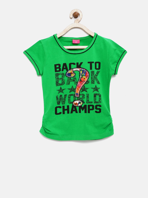 

Tiny Girl Green Printed Regular Top