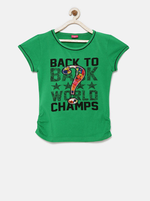 

Tiny Girl Green Printed Sequinned Top