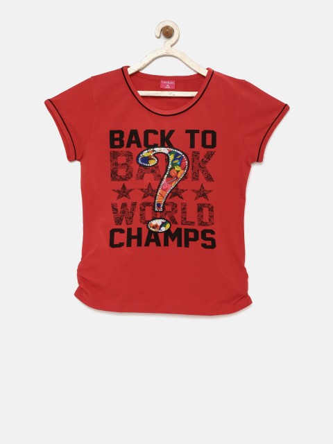 

Tiny Girl Red Printed Sequinned Top