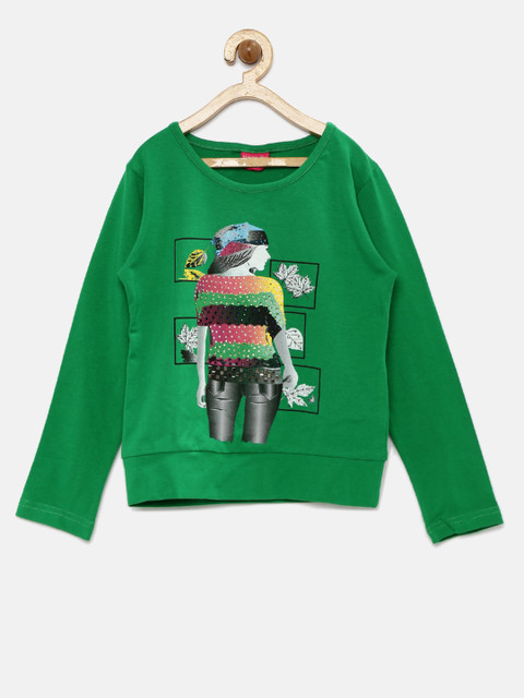 

Tiny Girl Green Printed & Embellished Top