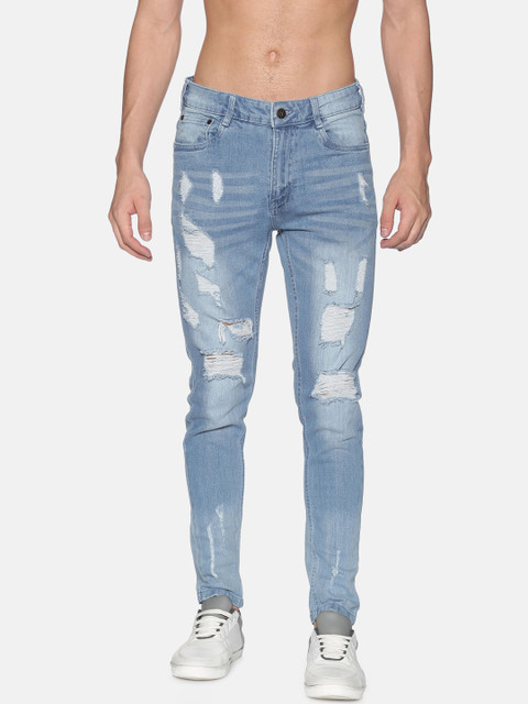 

IMPACKT Men Blue Tapered Fit Highly Distressed Heavy Fade Stretchable Jeans